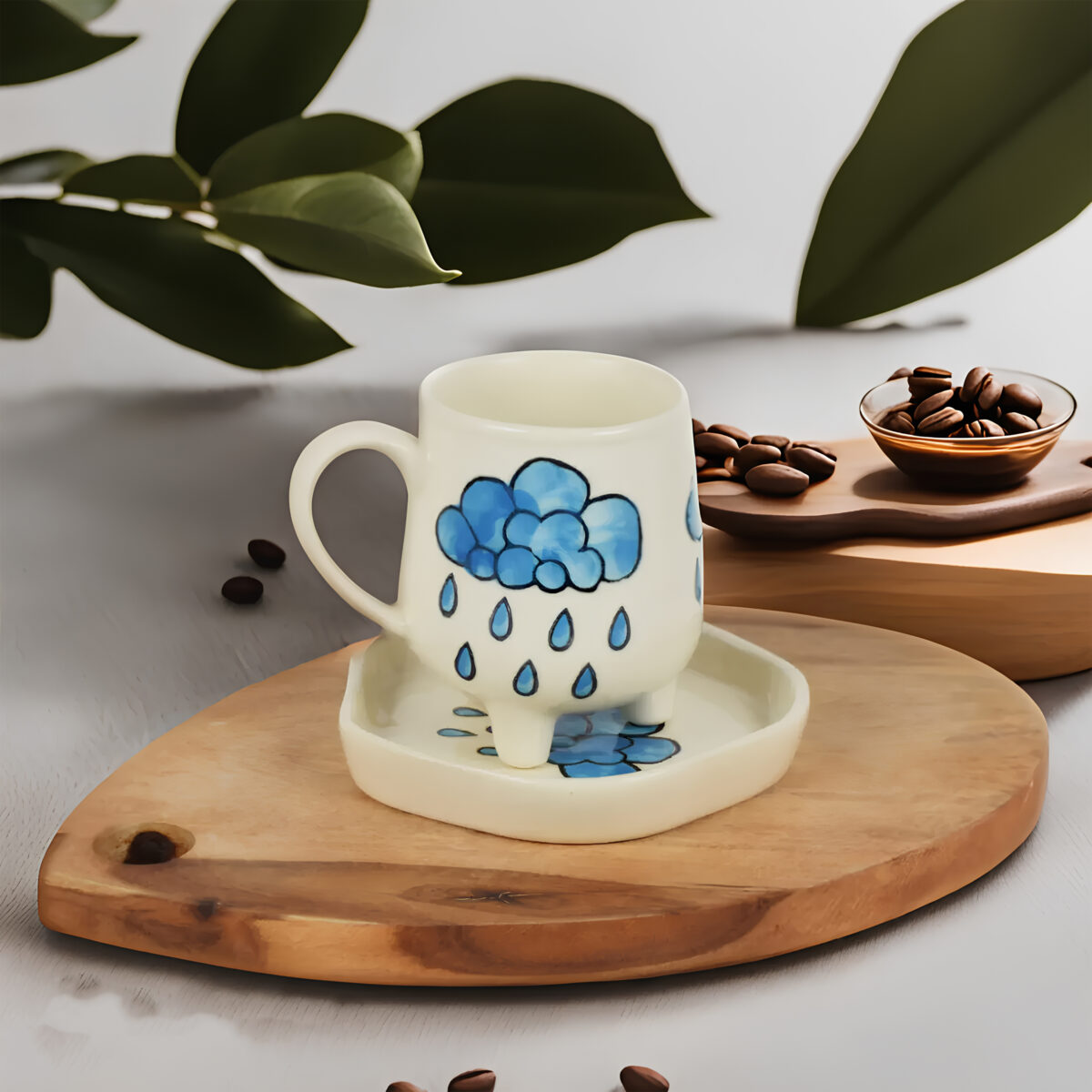 Ceramic Cloud Cup and Saucer Set