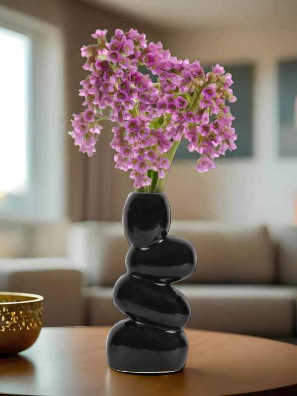 Black Modern Zen Vase - Height 27cm by Ceramic Adda: Timeless Elegance