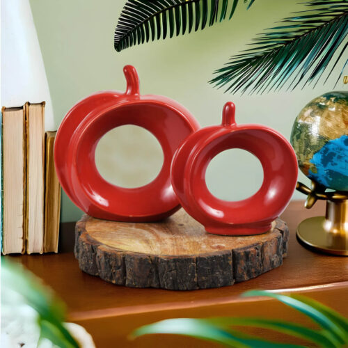 Ceramic Apple Shaped Sculpture - Elegant Tabletop Art