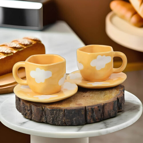 Ceramic Adda's Premium Cup & Saucer - Elegant 250 ml Coffee Cup with Matching Saucer