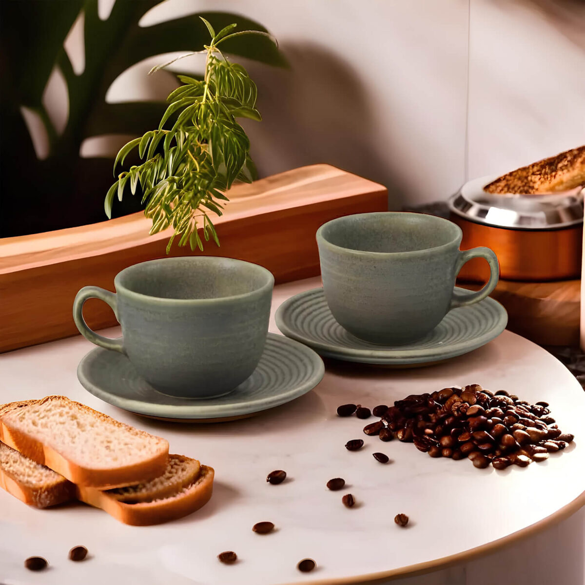 Ceramic Adda's Premium Cup & Saucer - Elegant 250 ml Coffee Cup with Matching Saucer