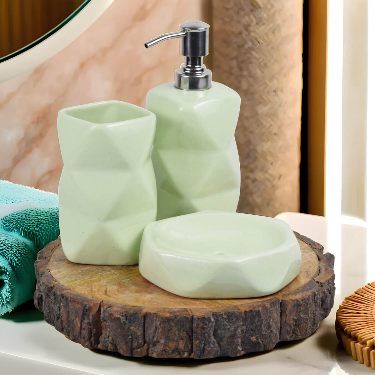 Ceramic Adda's Premium Bathroom Set - Beautiful Ceramic Bath Accessories