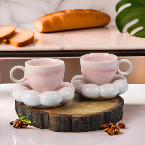 Ceramic Adda's Cloud Cup & Saucer - Premium 300 ml Tea Cup Set for Home and Office