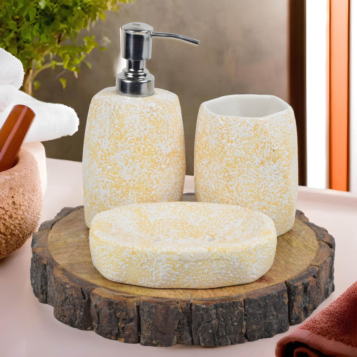 Ceramic Adda's Premium Bathroom Set - Beautiful Ceramic Bath Accessories