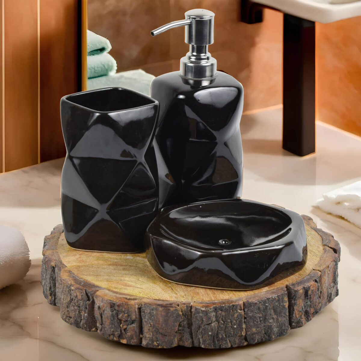 Ceramic Adda's Premium Bathroom Set - Beautiful Ceramic Bath Accessories