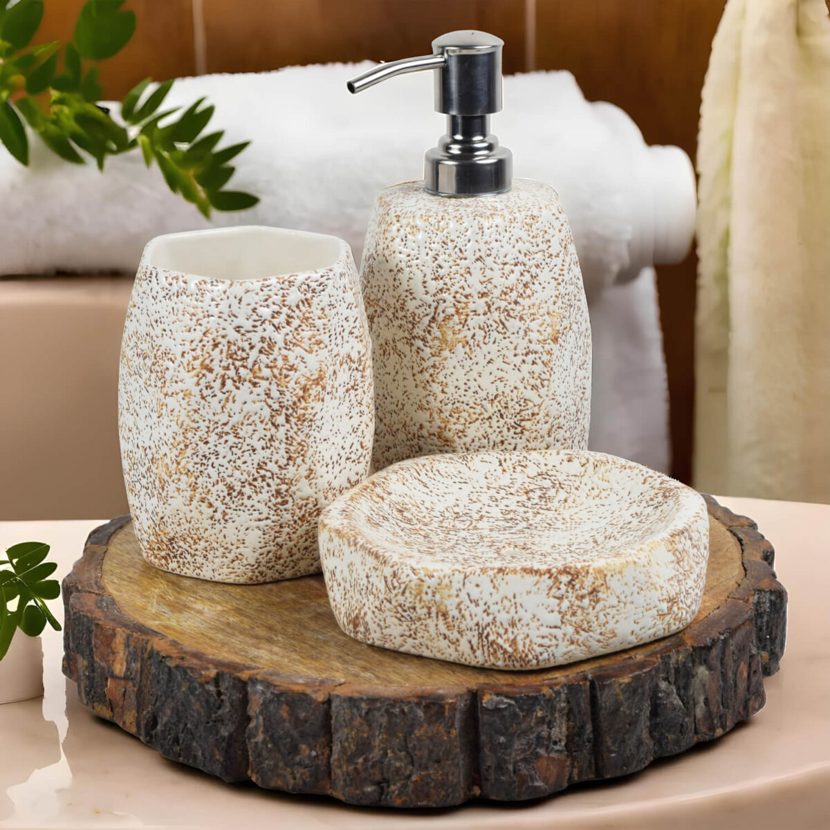 Ceramic Adda's Premium Bathroom Set - Beautiful Ceramic Bath Accessories