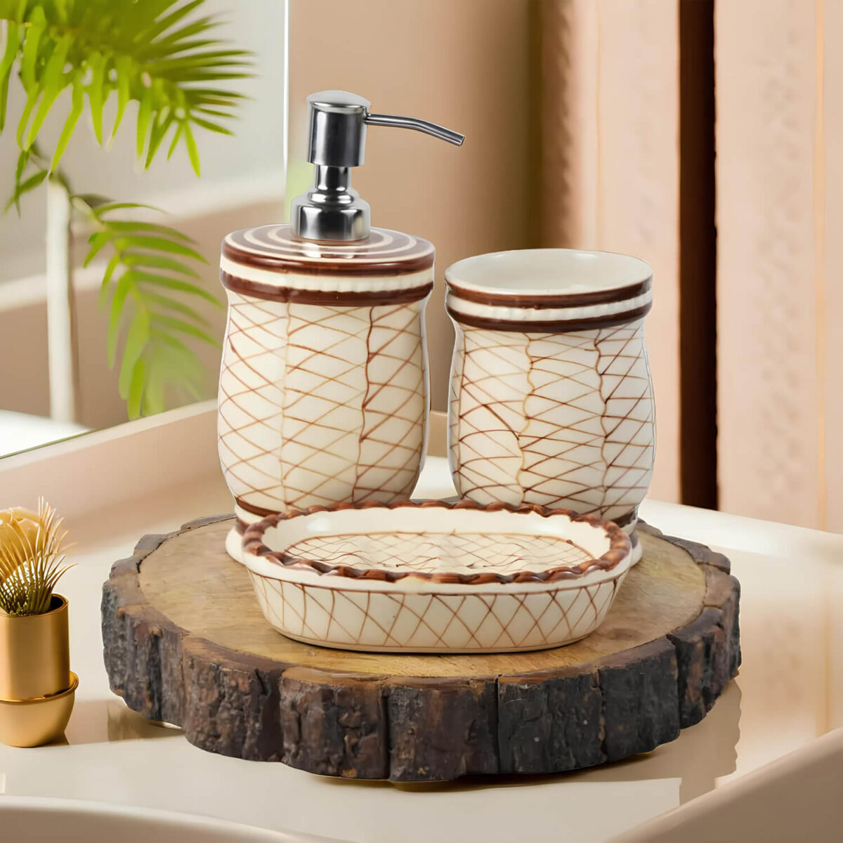 Ceramic Adda's Premium Bathroom Set - Beautiful Ceramic Bath Accessories