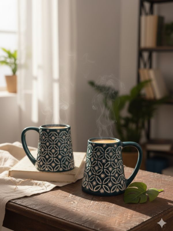 Blissful Ceramic Coffee Mug for Cozy Mornings - Starburst Texture Mug