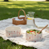 Pink Gingham & Red Heart Ceramic Breakfast Bowl Set